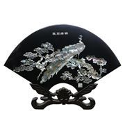 Traditional Chinese Fan Shaoed Lacquer Work with Stand